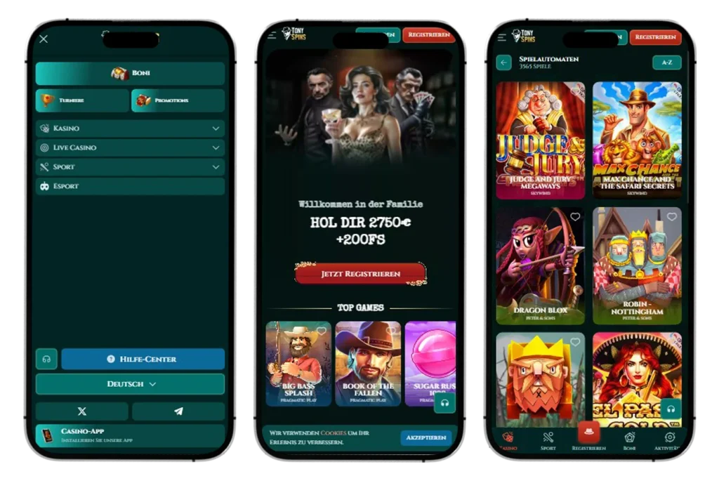 Tonyspins Casino Mobile Version